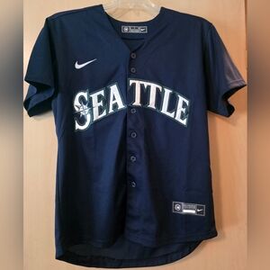 Retro Ken Griffey Jr Seattle Mariners THROWBACK Blue Jersey Mens SIZE SMALL